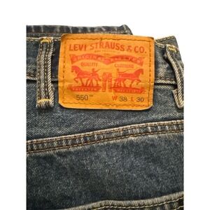 Levi's 550 Mens Navy Blue Denim 5-Pocket Relaxed Fit Straight Jeans Size 38x30